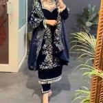 Pure Heavy Viscose Velvet Designer Top, Dupatta & Fully Stitched Bottom with Heavy Embroidery & Sequin Work