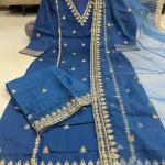 Chanderi Silk Sharara Suit Set with Embroidered Kurti & Organza Dupatta – Festive Wear