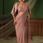 Crepe Silk Ready-to-Wear Saree with Embroidered Koti
