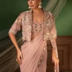 Crepe Silk Ready-to-Wear Saree with Embroidered Koti