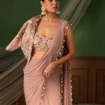 Crepe Silk Ready-to-Wear Saree with Embroidered Koti
