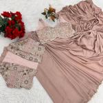 Crepe Silk Ready-to-Wear Saree with Embroidered Koti