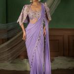Crepe Silk Ready-to-Wear Saree with Embroidered Koti