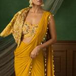 Crepe Silk Ready-to-Wear Saree with Embroidered Koti