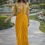 Crepe Silk Ready-to-Wear Saree with Embroidered Koti