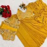 Crepe Silk Ready-to-Wear Saree with Embroidered Koti