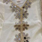 Luxury Tissue Silk Anarkali Kurta Set with Mirror Work – Ivory Cream Festive & Wedding Wear