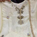 Luxury Tissue Silk Anarkali Kurta Set with Mirror Work – Ivory Cream Festive & Wedding Wear