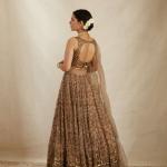 Elegant Brown Net Lehenga Set with Sequins & Zari Embroidery