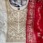 Jashn-E-Bahaaraa Banana Silk Anarkali Suit Set with Banarasi Dupatta – 3 Meter Flared Festive Wear