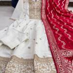 Jashn-E-Bahaaraa Banana Silk Anarkali Suit Set with Banarasi Dupatta – 3 Meter Flared Festive Wear