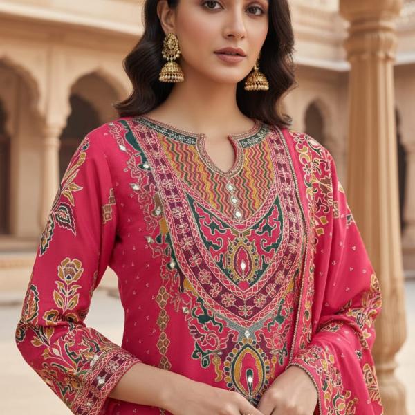 Premium Russian Silk Kurti Set with Aari & Hand Work – 3 Piece Festive & Wedding Wear Suit