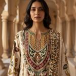 Premium Russian Silk Kurti Set with Aari & Hand Work – 3 Piece Festive & Wedding Wear Suit