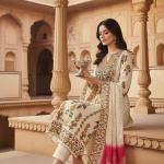 Premium Russian Silk Kurti Set with Aari & Hand Work – 3 Piece Festive & Wedding Wear Suit