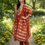 Designer Vichitra Silk Embroidered Top Bottom Set with Jacquard Dupatta