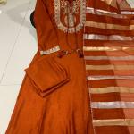 Designer Vichitra Silk Embroidered Top Bottom Set with Jacquard Dupatta