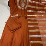 Designer Vichitra Silk Embroidered Top Bottom Set with Jacquard Dupatta