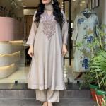 Premium Muslin Cotton 3-Piece Vani Embroidered Kurta Pant Dupatta Set