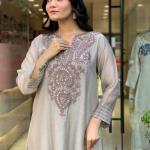 Premium Muslin Cotton 3-Piece Vani Embroidered Kurta Pant Dupatta Set