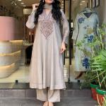 Premium Muslin Cotton 3-Piece Vani Embroidered Kurta Pant Dupatta Set