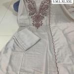 Premium Muslin Cotton 3-Piece Vani Embroidered Kurta Pant Dupatta Set