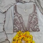 Premium Muslin Cotton 3-Piece Vani Embroidered Kurta Pant Dupatta Set