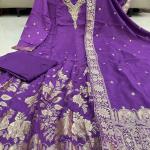 Premium Banarasi Work Anarkali Suit in Chanderi Fabric – Handwork Neck Festive & Wedding Wear Set