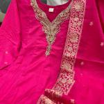 Premium Banarasi Work Anarkali Suit in Chanderi Fabric – Handwork Neck Festive & Wedding Wear Set
