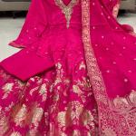 Premium Banarasi Work Anarkali Suit in Chanderi Fabric – Handwork Neck Festive & Wedding Wear Set