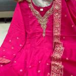 Premium Banarasi Work Anarkali Suit in Chanderi Fabric – Handwork Neck Festive & Wedding Wear Set