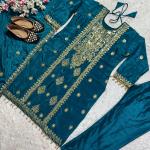 Premium Heavy Chinnon Silk Embroidered Kurta Pant Set with Designer Dupatta