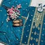Premium Heavy Chinnon Silk Embroidered Kurta Pant Set with Designer Dupatta