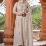 Designer Embroidered Vichitra Anarkali Kurta Pant Set with Dupatta