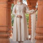 Designer Embroidered Vichitra Anarkali Kurta Pant Set with Dupatta