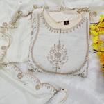 Designer Embroidered Vichitra Anarkali Kurta Pant Set with Dupatta