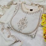 Designer Embroidered Vichitra Anarkali Kurta Pant Set with Dupatta