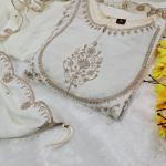 Designer Embroidered Vichitra Anarkali Kurta Pant Set with Dupatta