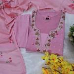 Premium Chanderi Silk Butti 3-Piece Suit Set with Embroidered Neckline & Printed Dupatta