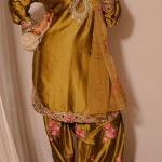 Designer Party Wear Japan Satin Top with Farshi Salwar & Organza Dupatta