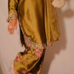 Designer Party Wear Japan Satin Top with Farshi Salwar & Organza Dupatta
