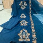 Elegant Rayon Slub Embroidered Kurti Pant Set with Organza Cut-Work Dupatta