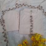 Premium Muslin Cotton Long Kurti Pant Set with Embroidered Dupatta