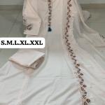 Premium Muslin Cotton Long Kurti Pant Set with Embroidered Dupatta