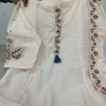 Premium Muslin Cotton Long Kurti Pant Set with Embroidered Dupatta