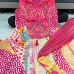 Premium Pure Chinon Handwork Kurti Set with Chiffon Dupatta