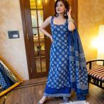 Branded Rayon Slub Printed Kurti Plazzo Set with Chanderi Cotton Dupatta