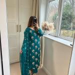 Aarzoo Designer Chinon Long Kurti Set Embroidered Long Top, Pant & Dupatta