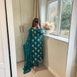 Aarzoo Designer Chinon Long Kurti Set Embroidered Long Top, Pant & Dupatta