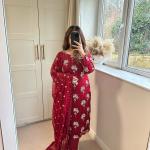 Aarzoo Designer Chinon Long Kurti Set Embroidered Long Top, Pant & Dupatta