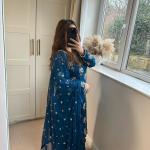 Aarzoo Designer Chinon Long Kurti Set Embroidered Long Top, Pant & Dupatta